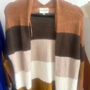 Pink Rose Multicolor Striped Cardigan